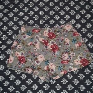 Pleated Floral Shorts